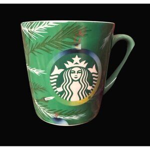 Starbucks Holiday Green Ceramic Mug With Ornament‎ Design 2020